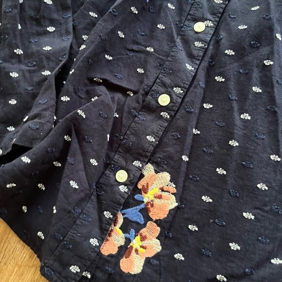 Ann Taylor LOFT The Softened Shirt Long Sleeve Button Blouse Navy Women’s Sz S - Picture 4 of 6